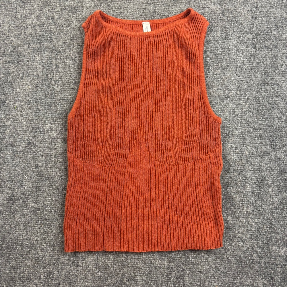 RVCA Sunday Collection Women’s Brown/Orange Knit Ribbed Tank Top Crop sz: Medium